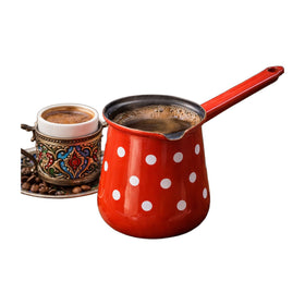 Emo Turkish Coffee Pot, Red & White, Slovenian Kitchenware 250g (8.8oz)