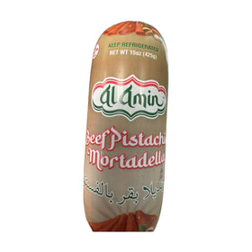 Al Amin Halal Beef Mortadella with Pistachios Lebanese Deli Meat 425g (15oz)