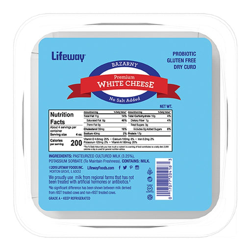 Lifeway Premium Bazarny White Cheese (Farmer Cheese) 454g (1lb) | HE gallery 0017077204163 #2