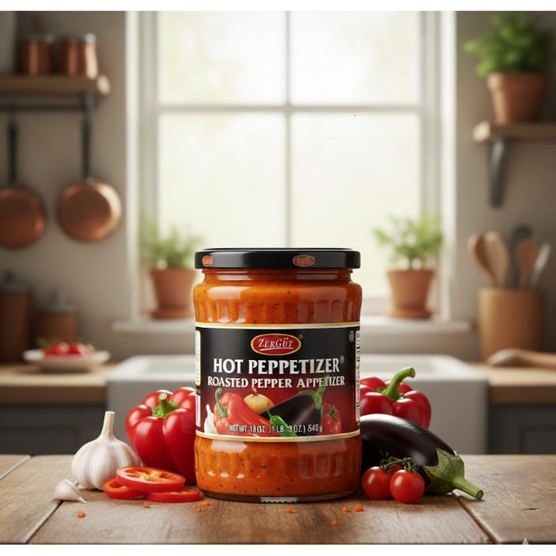 Zergut Hot Peppetizer Roasted Pepper & Eggplant Appetizer 540 g