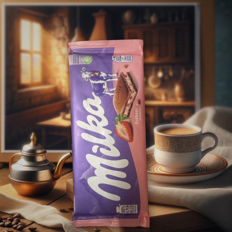 Milka Strawberry Alpine Milk Chocolate Bar 100g (3.5oz)
