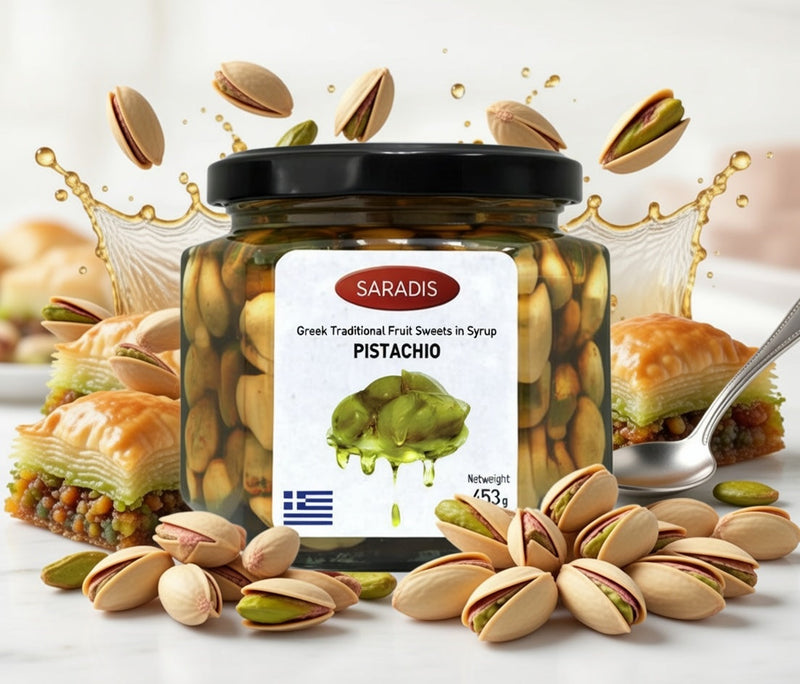 Saradis Pistachio Spoon Sweet in Syrup 454 g