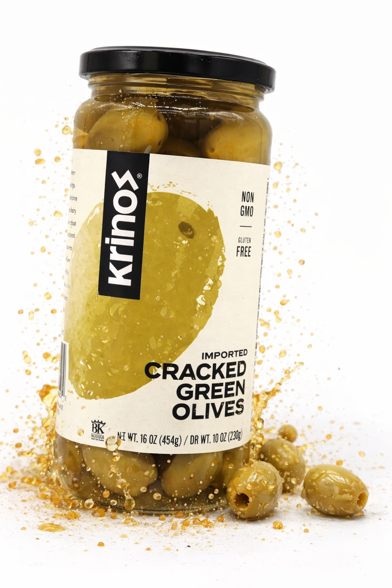 Krinos Cracked Green Olives 454 g