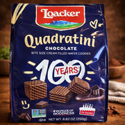 Loacker Quadratini Chocolate Creme-Filled Wafer Cookies 250 g — authentic snack from Italy | Hamilton Euromarket