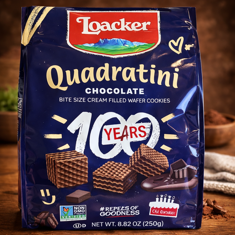 Loacker Quadratini Chocolate Creme-Filled Wafer Cookies 250 g