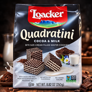 Loacker Quadratini Cocoa & Milk Wafers 250 g — authentic snack from Italy | Hamilton Euromarket