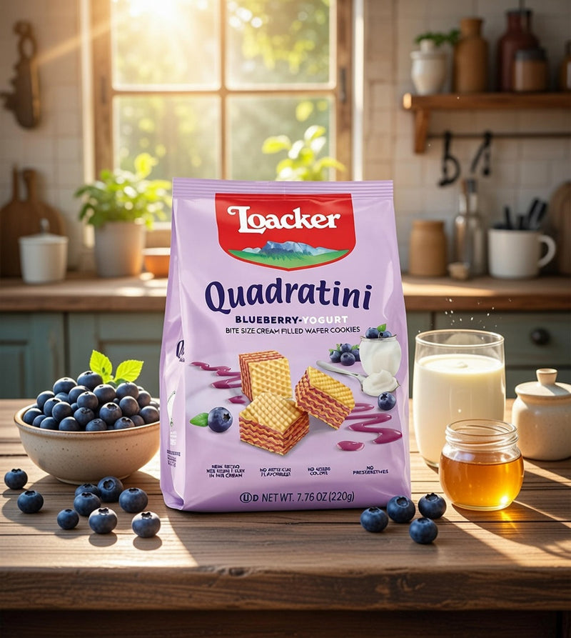 Loacker Quadratini Wafer Bites Blueberry Yogurt 220 g