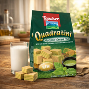 Loacker Quadratini Matcha Green Tea Wafer Cookies 220 g — authentic snack from Italy | Hamilton Euromarket