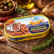 Flott Flat Fillets of Anchovies in Pure Olive Oil 56 g — authentic pantry from Italy | Hamilton Euromarket