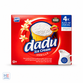 Dadu Vanilla Plombir Ice Cream, Lithuanian 4×125ml (4×4.2fl oz)