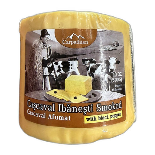 Carpathian Cascaval Ibanesti Smoked with Black Pepper, Romanian Cheese 283g (10oz) | HE gallery 0853553007374 #2