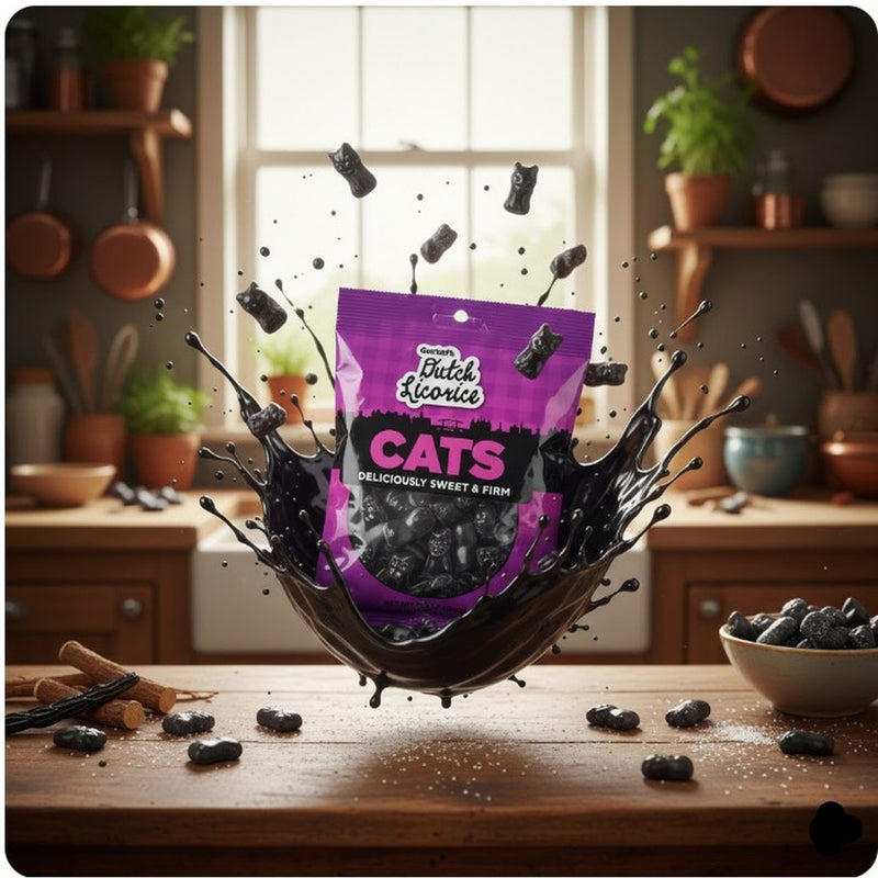 Gustaf’s Dutch Licorice Cats 150 g — authentic snacks-sweets from Netherlands | Hamilton Euromarket
