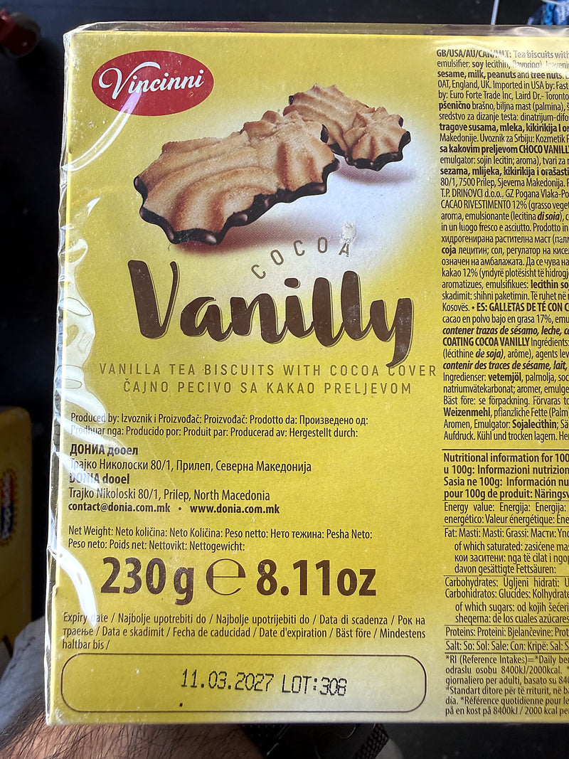 Donia Choco Vanilly Tea Biscuits with Cocoa Coating 230g (8.11oz)
