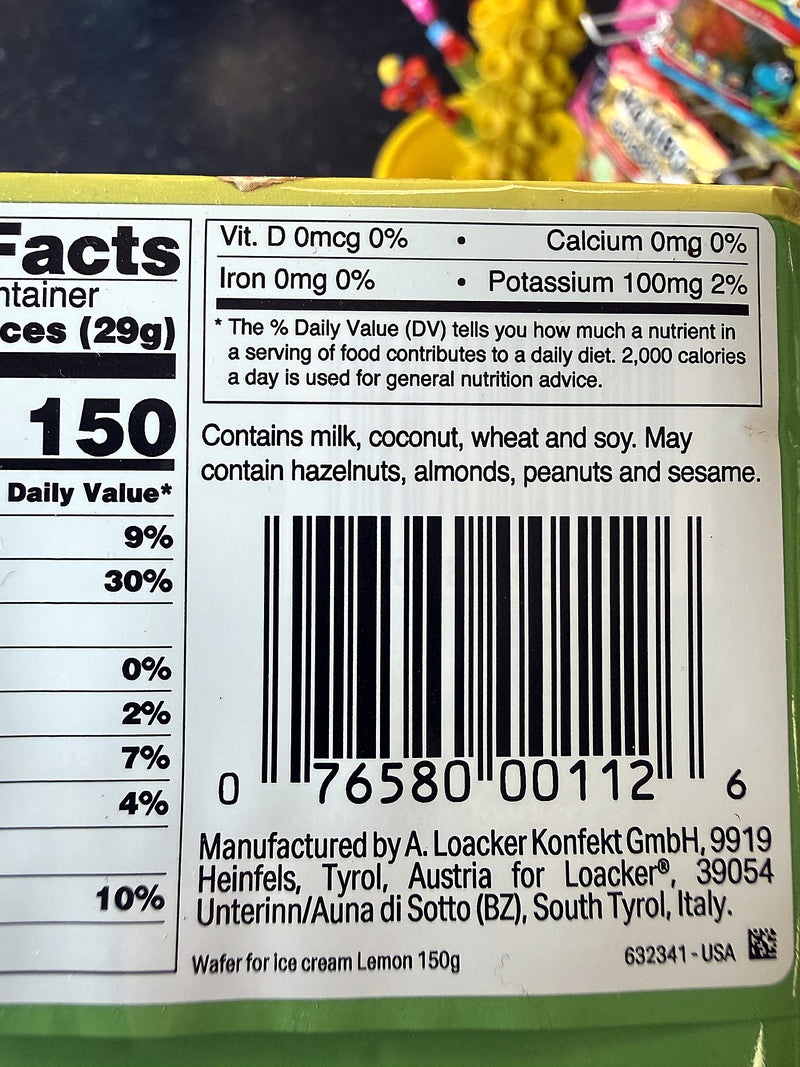 Loacker Wafer for Ice Cream Lemon 150g (5.3oz)