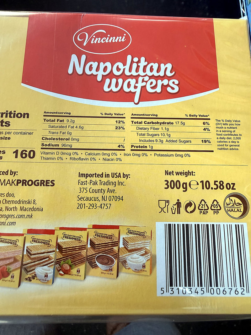 Vincinni Napolitan Wafers Mocca Cream 300g (10.58oz)