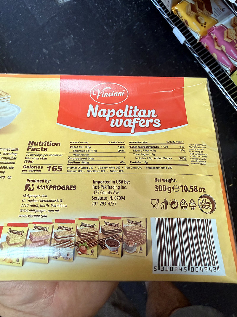 Vincinni Napolitan Wafers Milk Cream 300g (10.58oz)