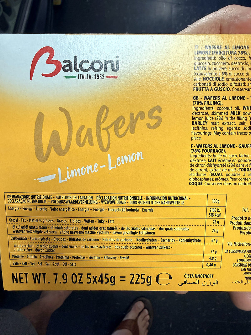 Balconi Lemon Cream Wafers 5-Pack 225g (7.9oz)