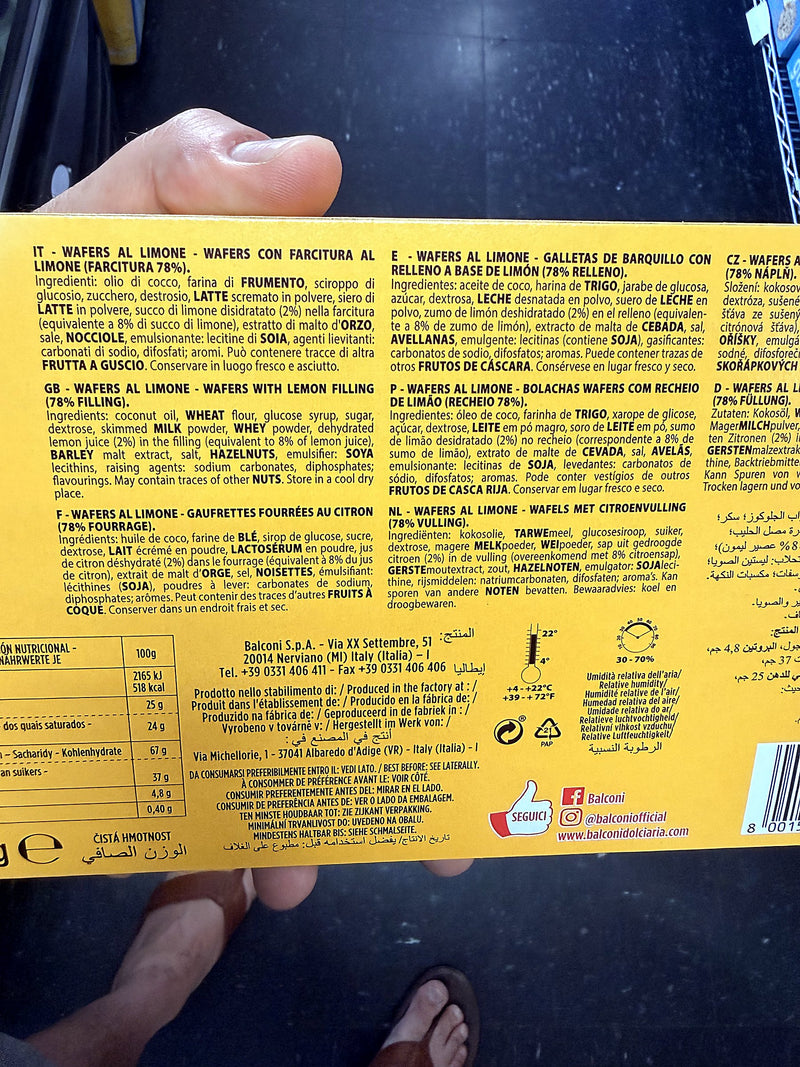 Balconi Lemon Cream Wafers 5-Pack 225g (7.9oz)