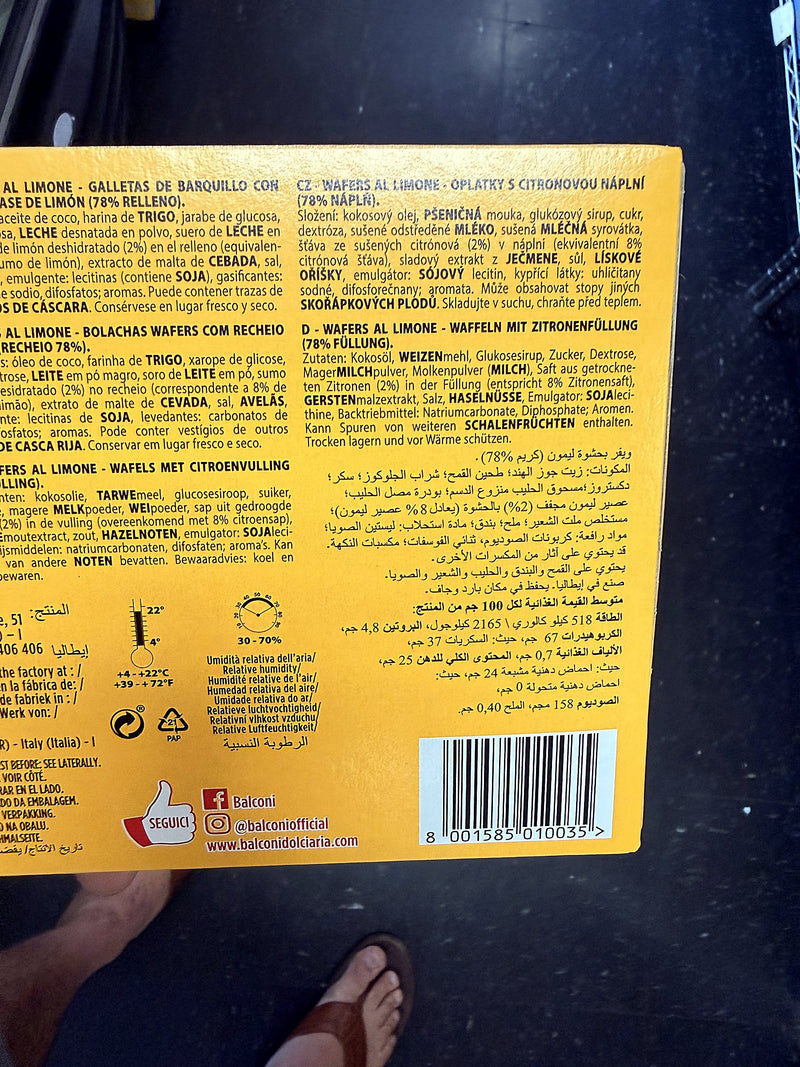 Balconi Lemon Cream Wafers 5-Pack 225g (7.9oz)