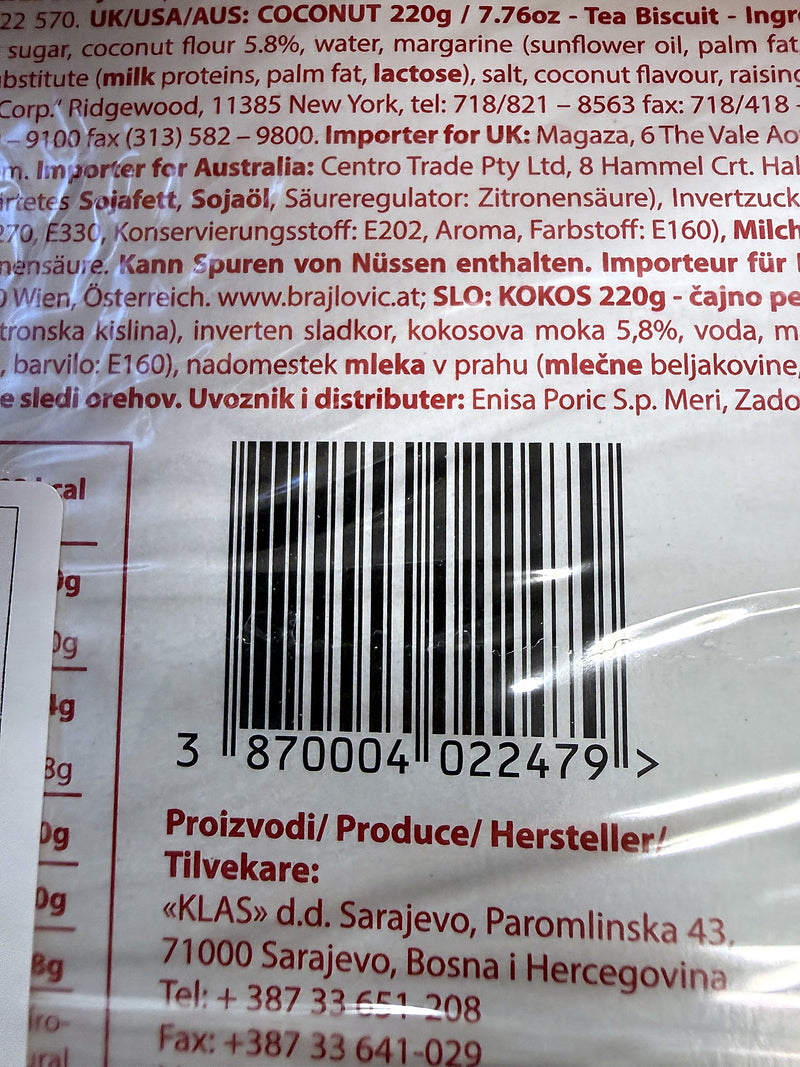 Klas Sarko Kokos Coconut Tea Biscuits, Bosnian 220g (7.76oz)