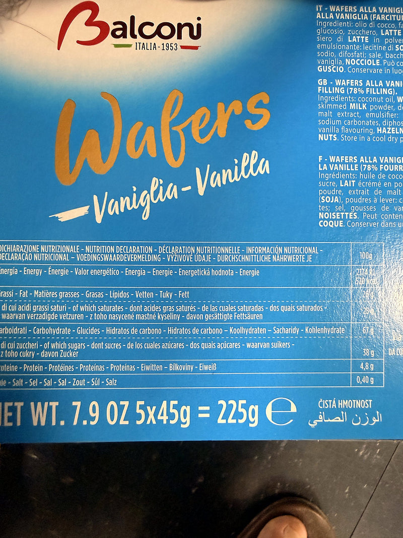 Balconi Vanilla Cream Wafers 5-Pack 225g (7.9oz)