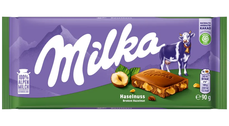 Milka Broken Hazelnut Milk Chocolate Bar 90g (3.2oz)