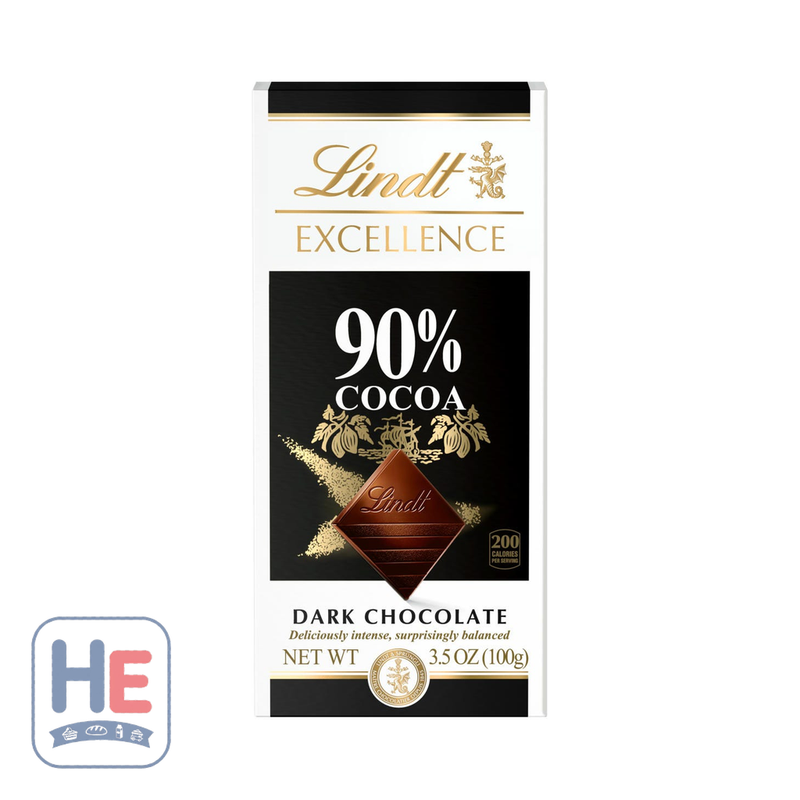 Lindt Excellence 90% Cocoa Dark Chocolate Bar 100g (3.5oz) | HE hero 37466042695