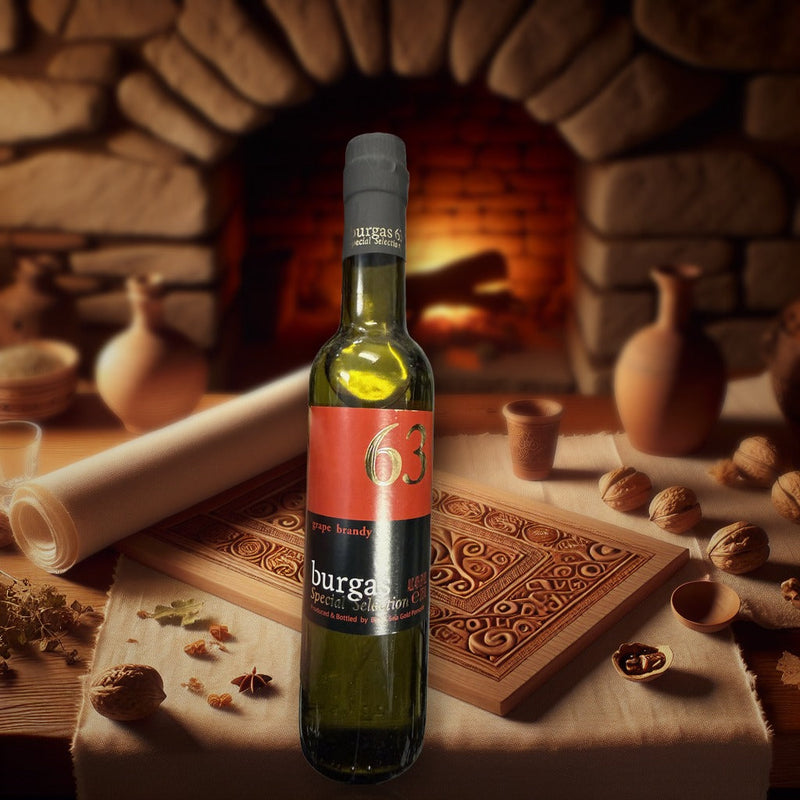 Burgas 63 Special Selection Grape Brandy 700 ml — authentic alcohol from Bulgaria | Hamilton Euromarket