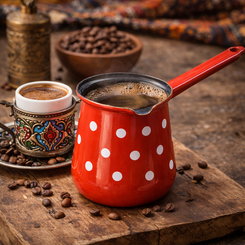 Emo Turkish Coffee Pot Red White 8cm