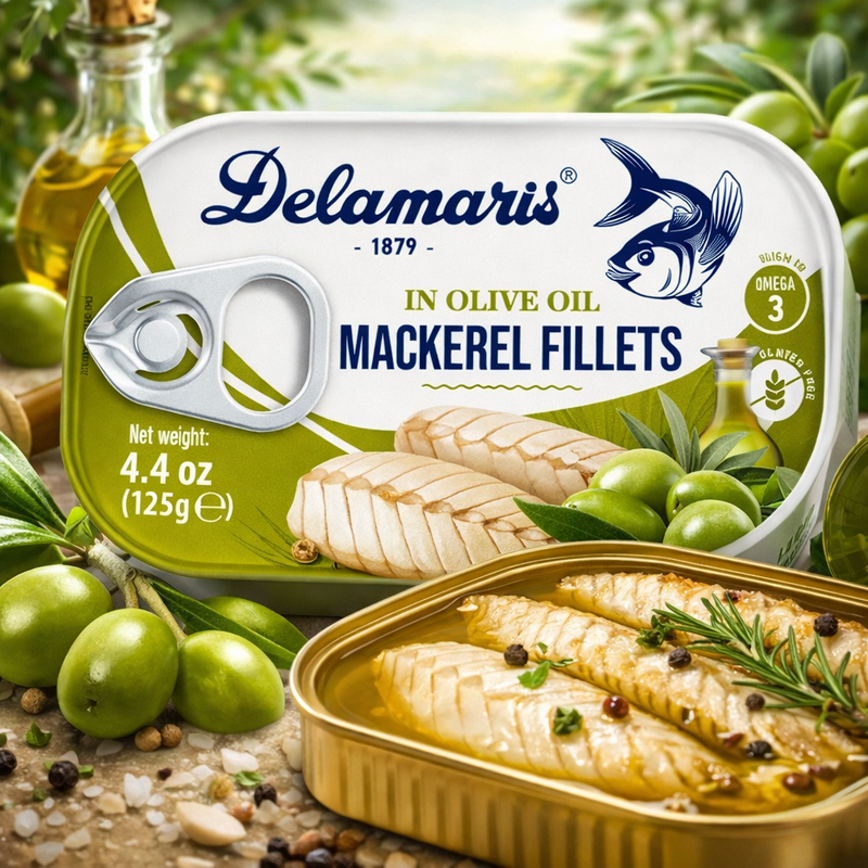 Delamaris Mackerel Fillets in Olive Oil 125 g