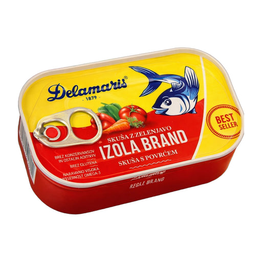 Delamaris Izola Mackerel Salad with 7 Vegetables in Tomato Sauce 125 g | Hamilton Euromarket
