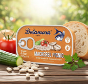 Delamaris Picnic Mackerel with Beans in Tomato Sauce 125 g — authentic pantry from Slovenia | Hamilton Euromarket