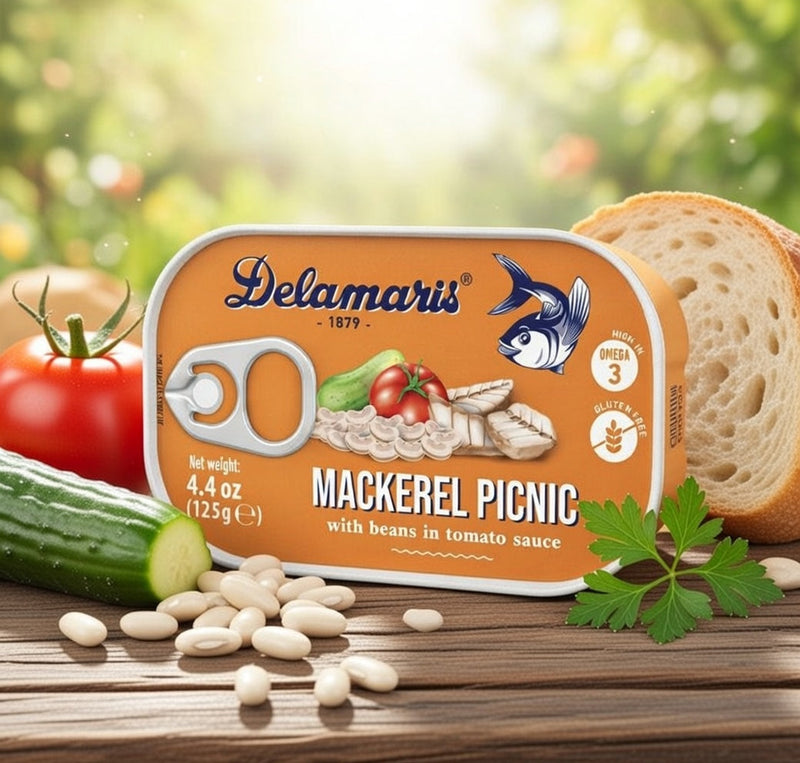 Delamaris Picnic Mackerel with Beans in Tomato Sauce 125 g