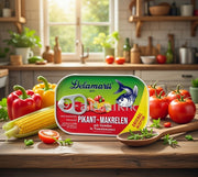Delamaris Spicy Mackerel with Vegetables in Tomato Sauce 125 g — authentic pantry from Slovenia | Hamilton Euromarket