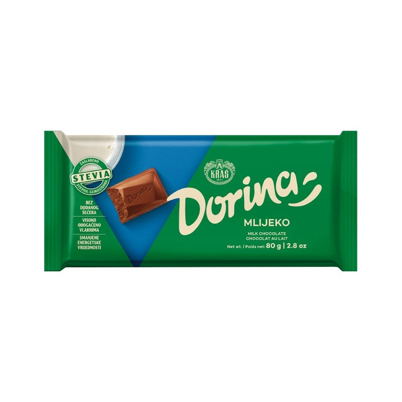 Kraš Dorina Milk Chocolate with Stevia, Croatian 80g (2.8oz) | HE gallery 3850102128433 #2