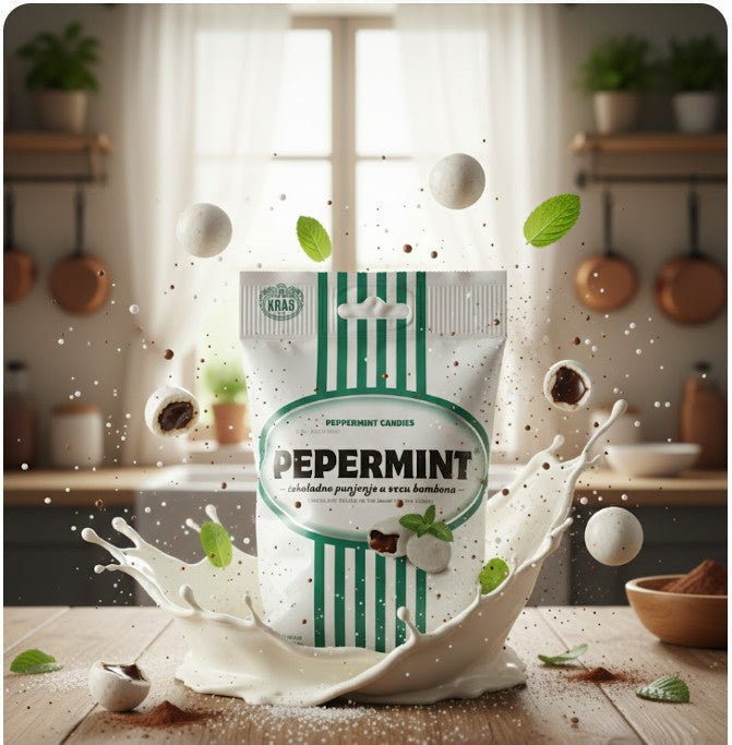 Kras Peppermint Candies Chocolate-Hazelnut Center 100 g