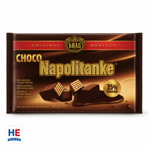 Kras Napolitanke Chocolate Cream Wafers 400g — Croatian Kraš century-old wafer biscuits in cardboard box