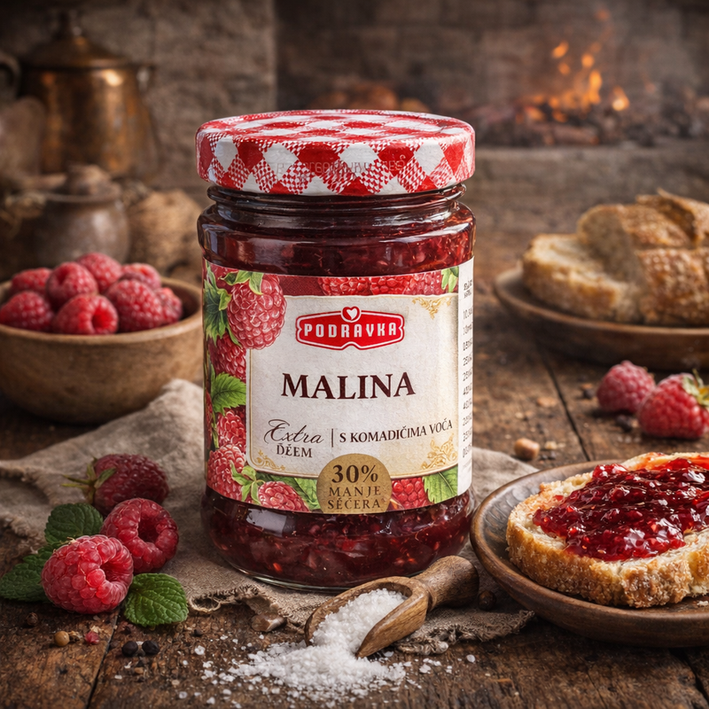 Podravka Malina Extra Raspberry Jam 30 Percent Less Sugar