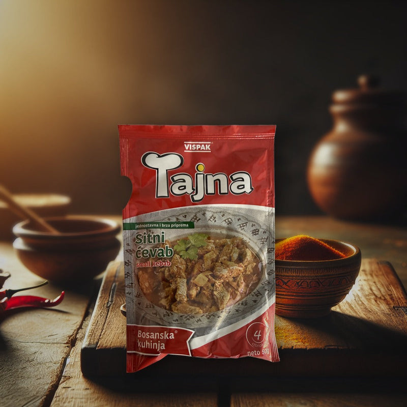 Vispak Tajna Small Kebab Seasoning Mix 50g — authentic pantry from Bosnia and Herzegovina | Hamilton Euromarket