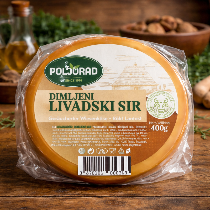 Poljorad Dimljeni Livadski Sir (Smoked Pasture Cheese) 400 g