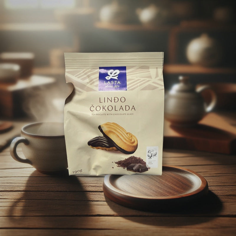 Lasta Lindo Chocolate Tea Biscuits With Chocolate Glaze 190g — authentic snack from Bosnia and Herzegovina | Hamilton Euromar
