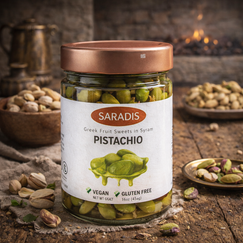 Saradis Pistachio Greek Fruit Sweet in Syrup 454 g