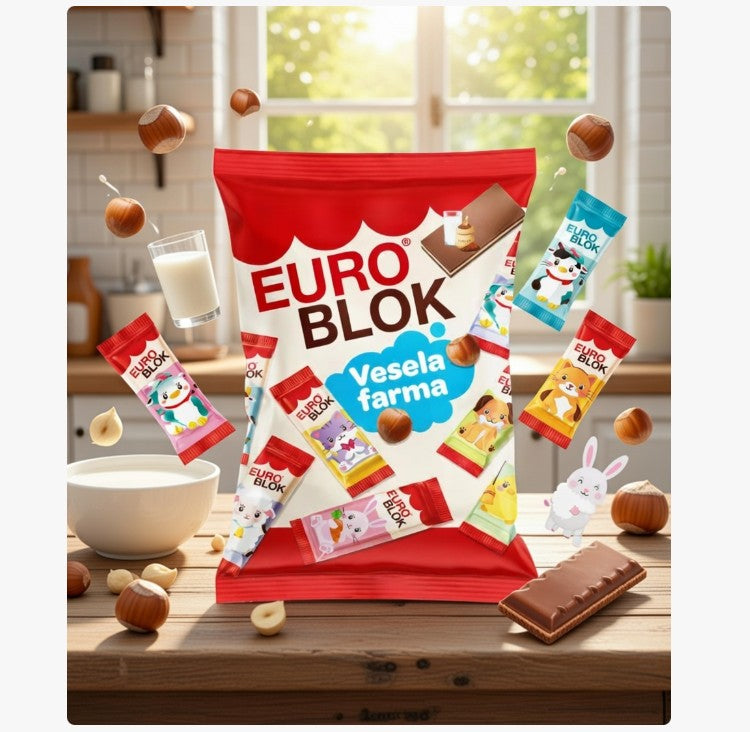 Swisslion Takovo Eurocrem Blok Happy Farm Chocolate Bites 140 g