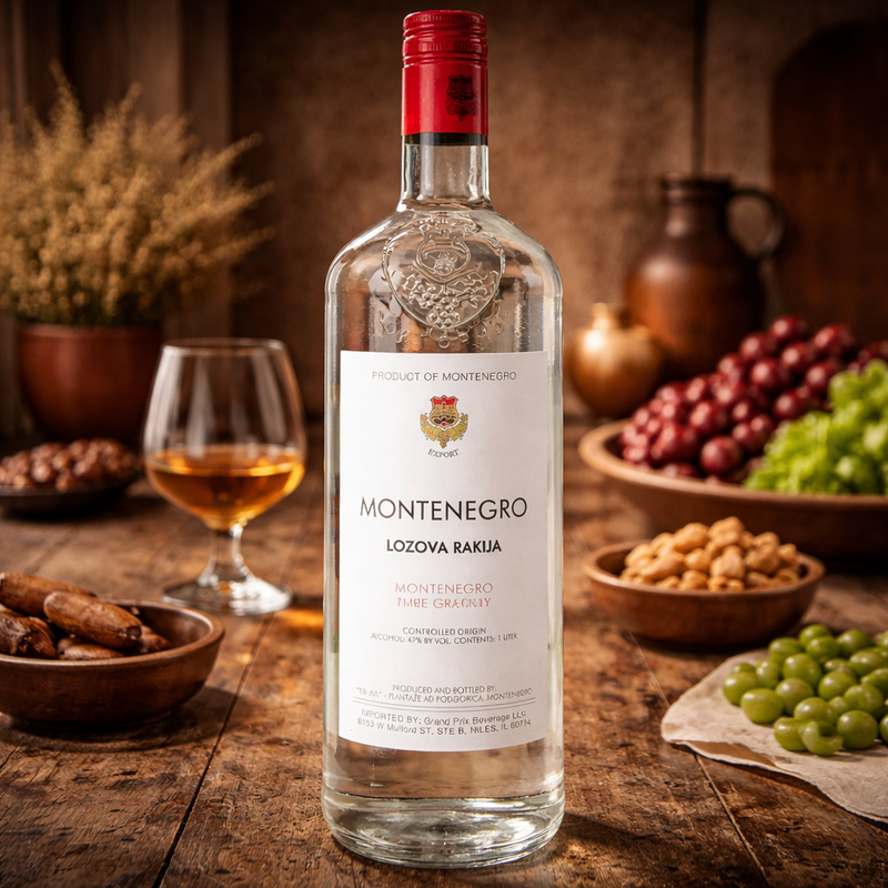 Montenegro Lozova Rakija Grape Brandy 1 L 47% ABV — authentic alcohol from Montenegro | Hamilton Euromarket