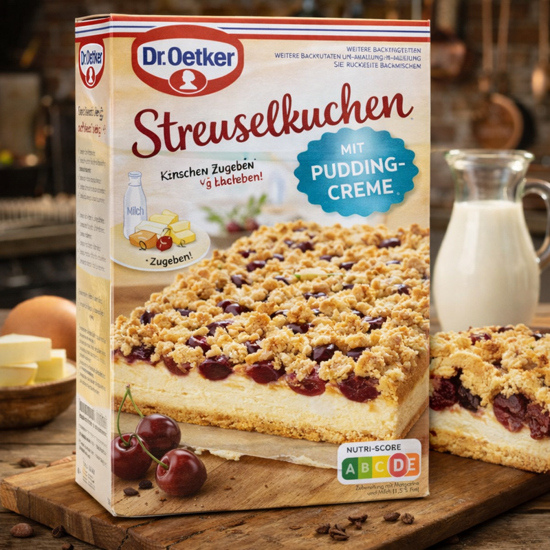 Dr. Oetker Streuselkuchen with Pudding Cream Cake Baking Mix 512 g