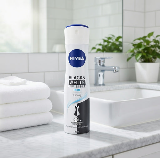 Nivea Black & White Invisible Pure Anti-Perspirant Spray 150 ml — authentic home care from Germany | Hamilton Euromarket