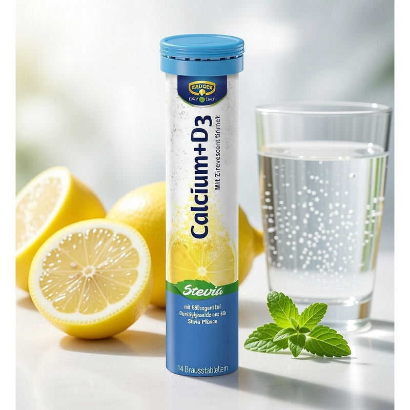 Kruger Day by Day Calcium + D3 Effervescent Tablets with Stevia 88 g (14 ct)