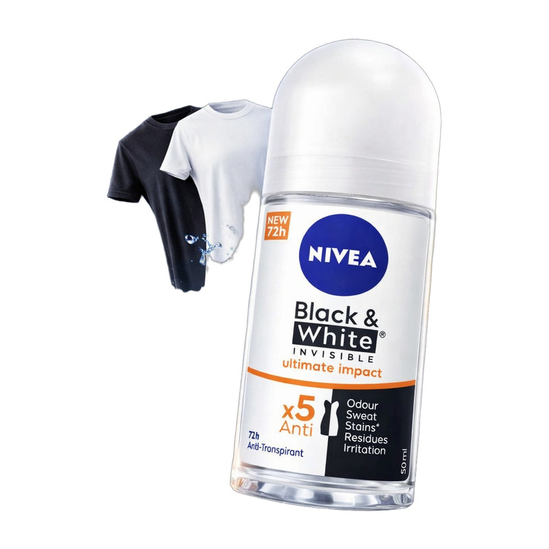 Nivea Black & White Invisible Ultimate Impact Roll-On Antiperspirant 50 ml | Hamilton Euromarket