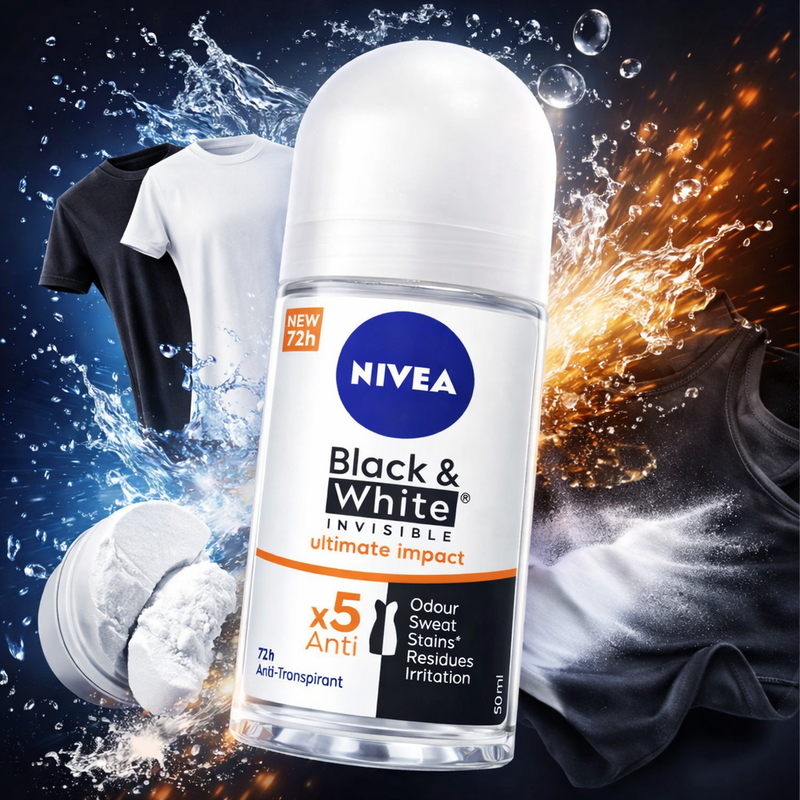 Nivea Black & White Invisible Ultimate Impact Roll-On Antiperspirant 50 ml