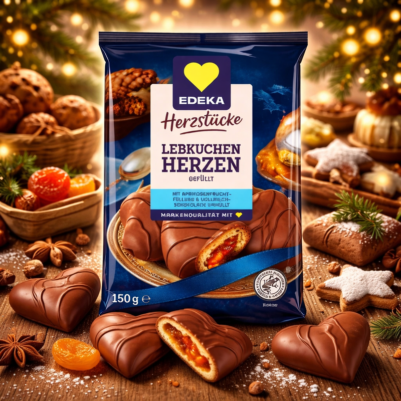 EDEKA Herzstucke Lebkuchen Herzen Gefullt Zartbitter Aprikosenfruchtfullung 150 g